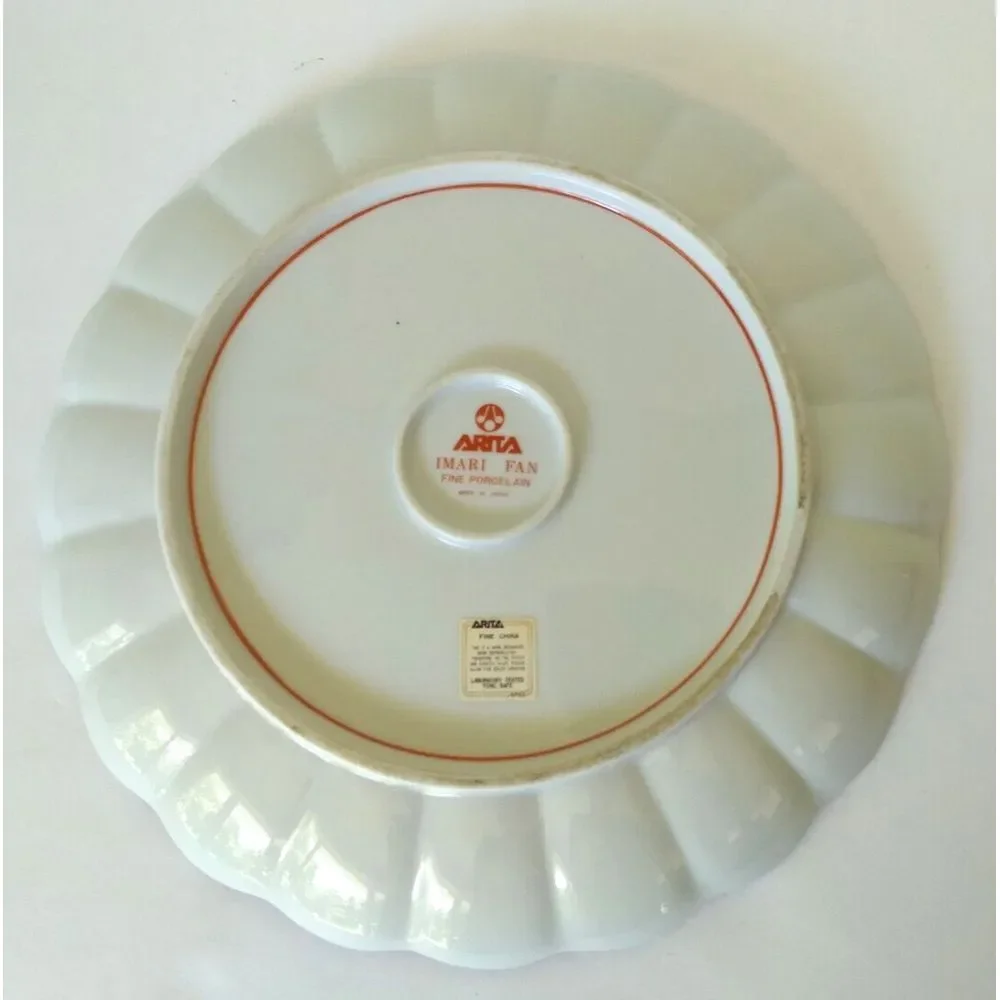 Arita Imari Fan Fine Porcelain Scalloped 12